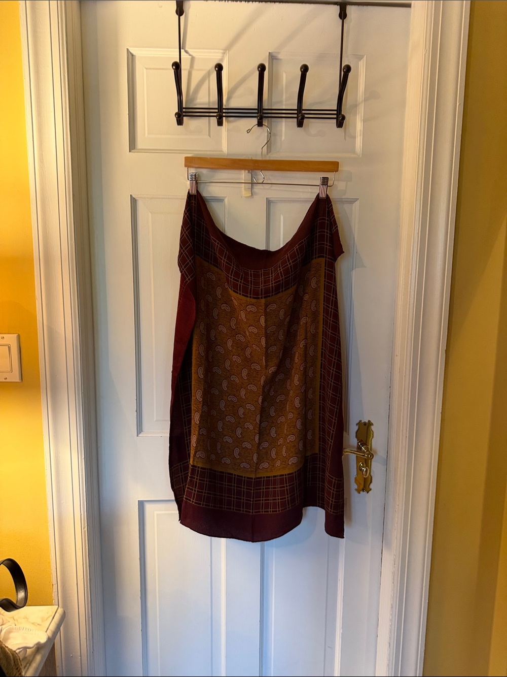 Women's Burgundy and Brown Patterned Skirt